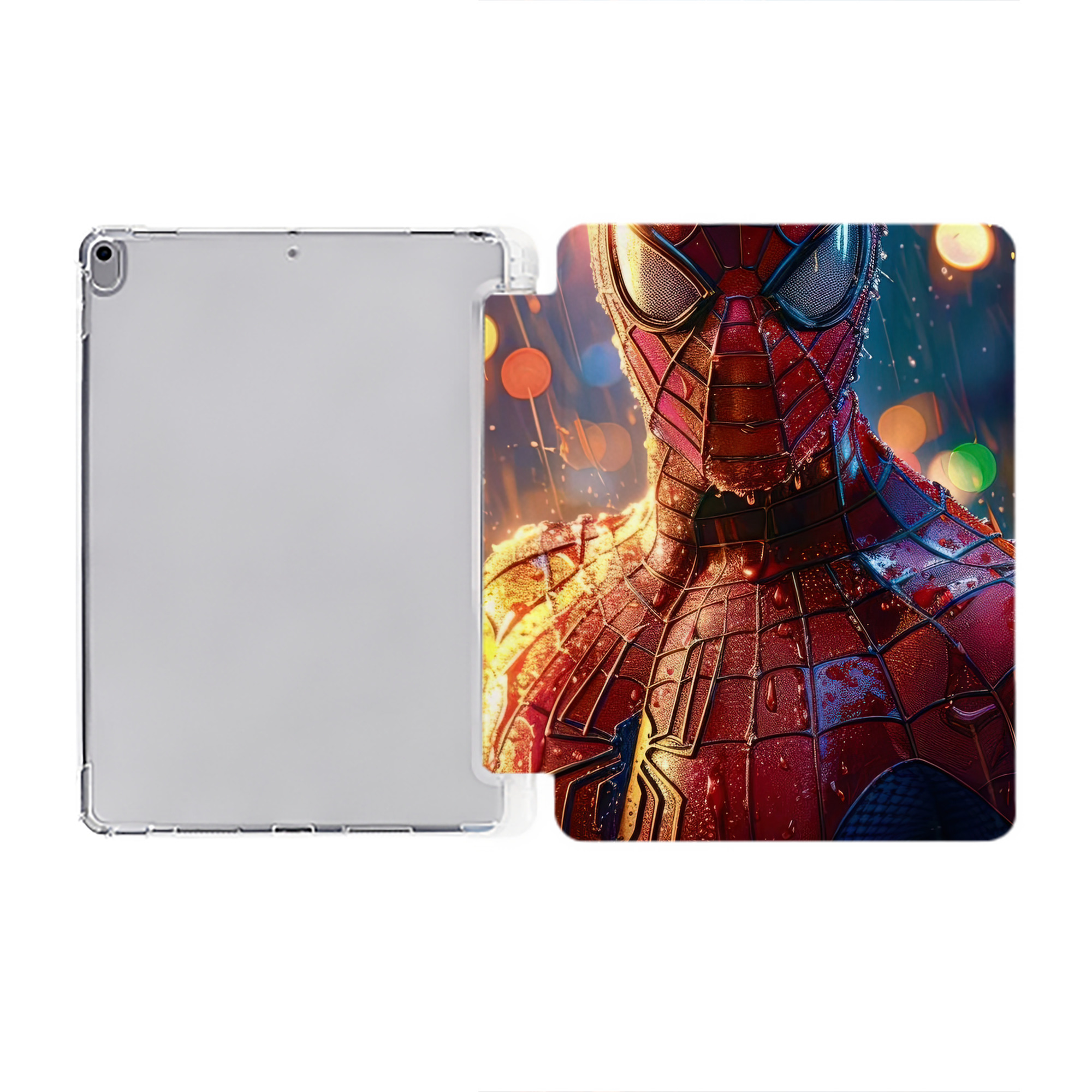 （画像用） Spider Man スパイダーマン IPad ケース ペン収納付き 三つ折りスタンド PUレザー×シリコン 対応機種9.5/10.5/10.9インチ